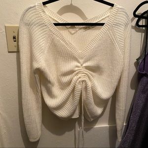 Adjustable cropped knit sweater